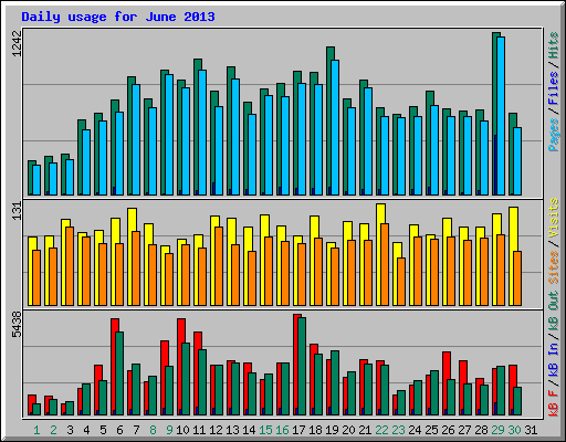 Daily usage for June 2013