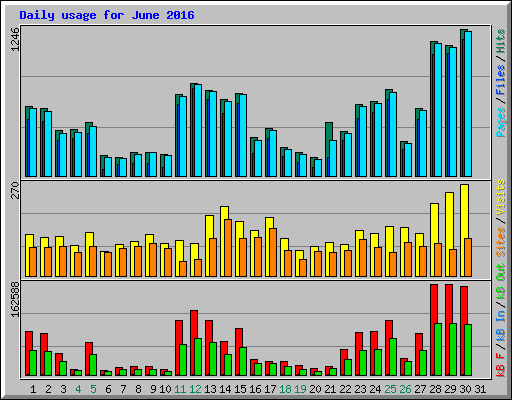 Daily usage for June 2016