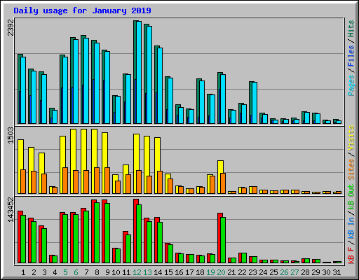 Daily usage for January 2019