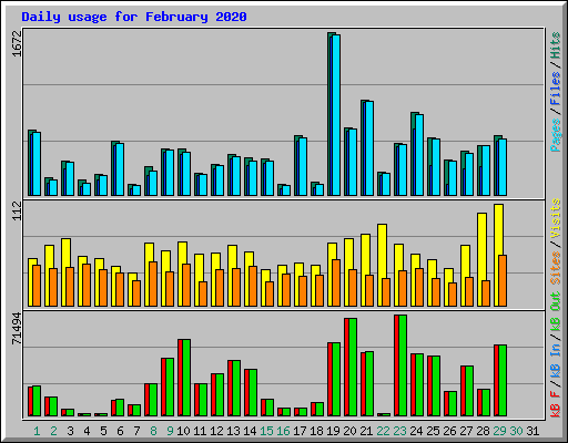 Daily usage for February 2020