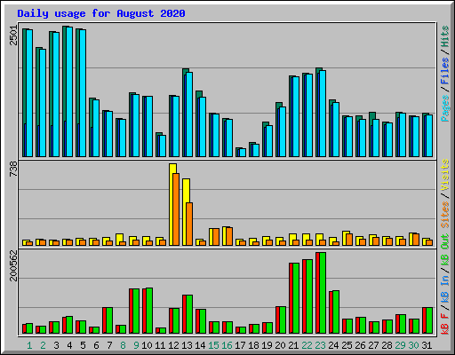 Daily usage for August 2020