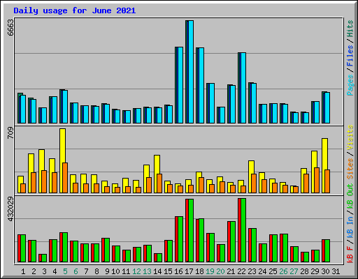 Daily usage for June 2021