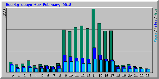 Hourly usage for February 2013