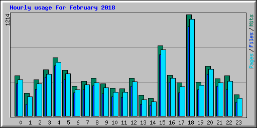 Hourly usage for February 2018