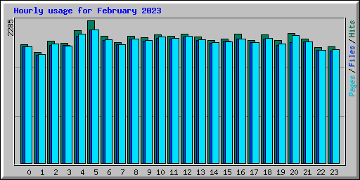 Hourly usage for February 2023